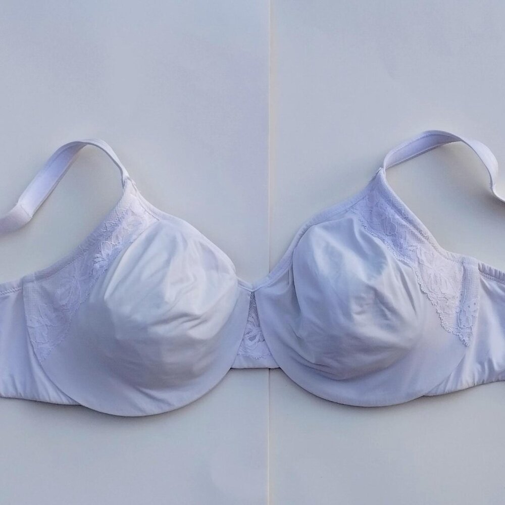 42C Olga GI8961A Cloud 9 White 4 Hook Underwire Minimizer Full Coverage Lace